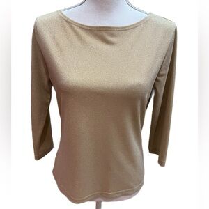Willi Smith Collection Women’s Top Size Small Gold Shimmer 3/4 Sleeve